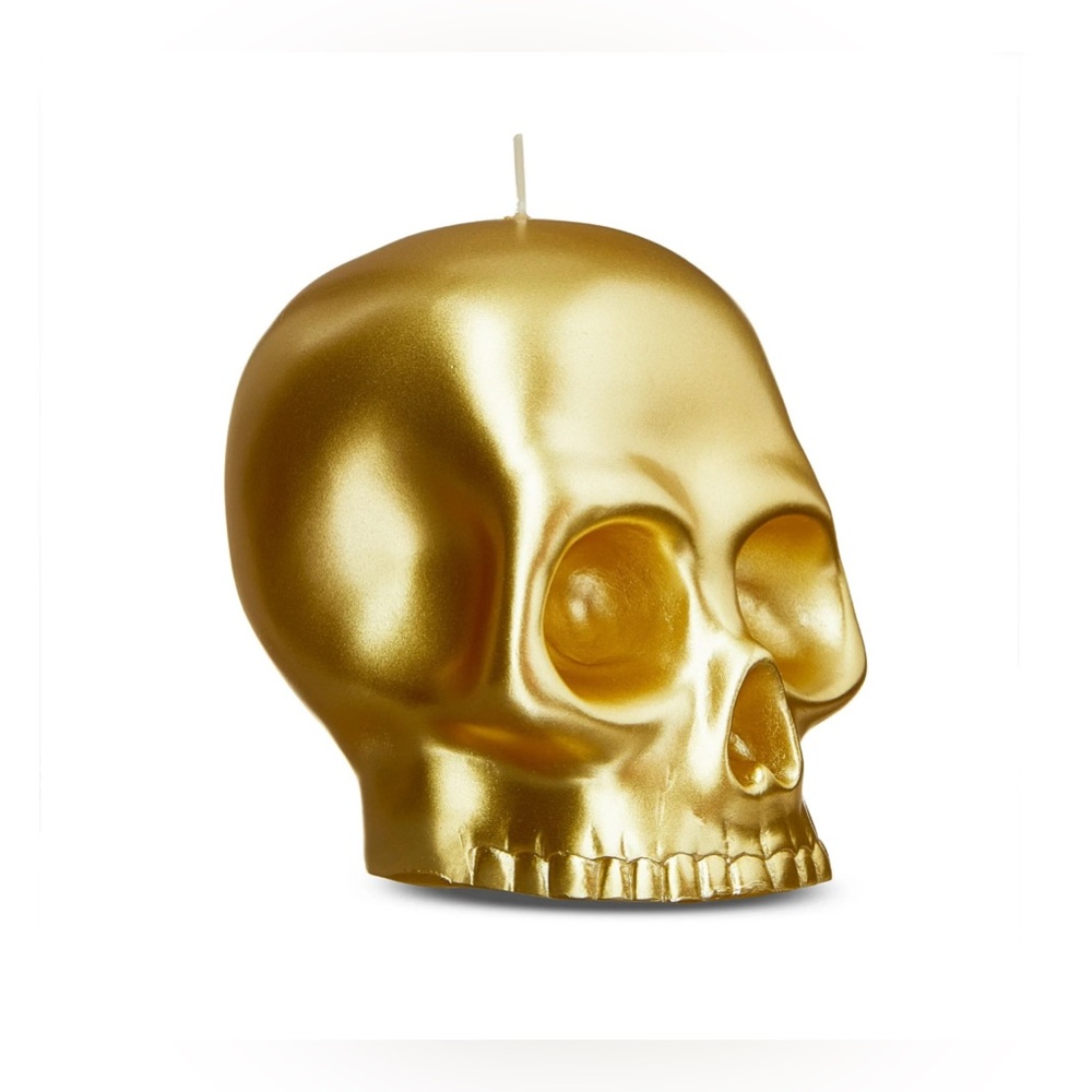 Halloween Gold Skull-Shaped Unscented Candle, 4" H, by Way To Celebrate